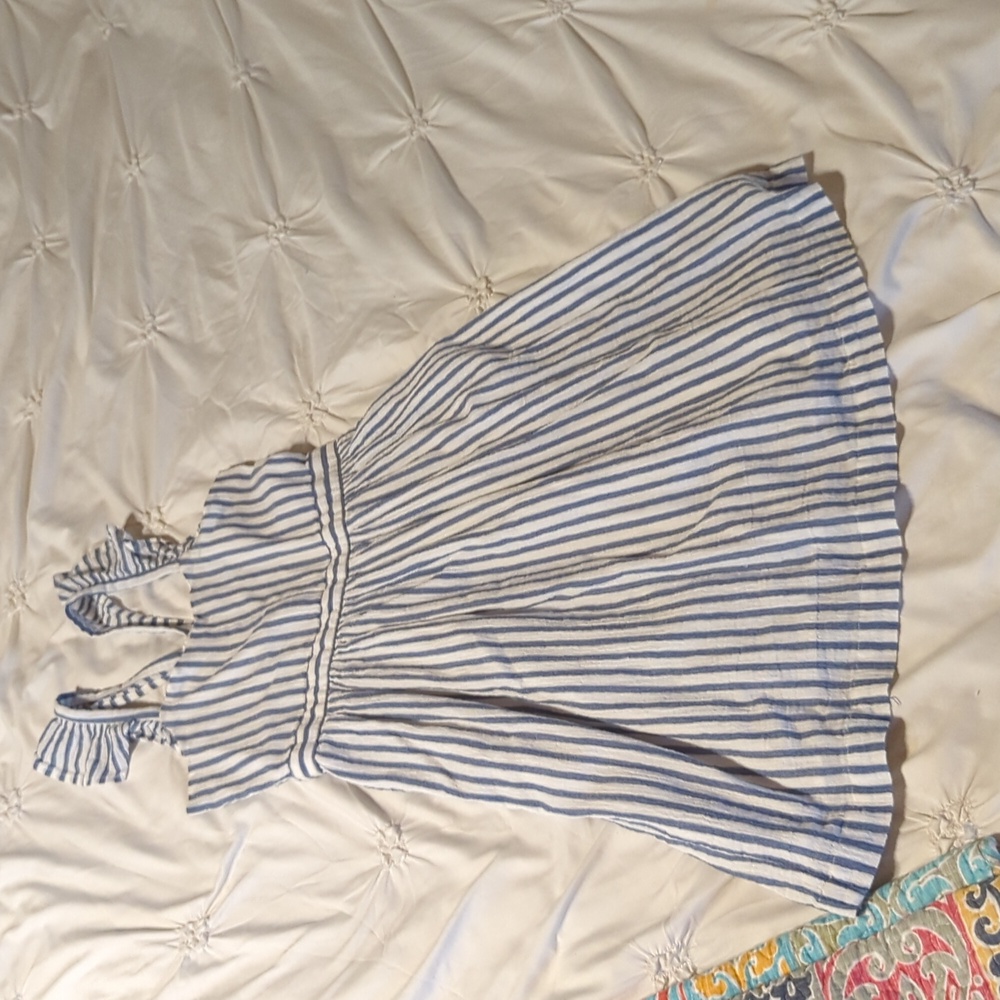 Gap Girls/ blue and white striped dress/ L /  back Zipper
